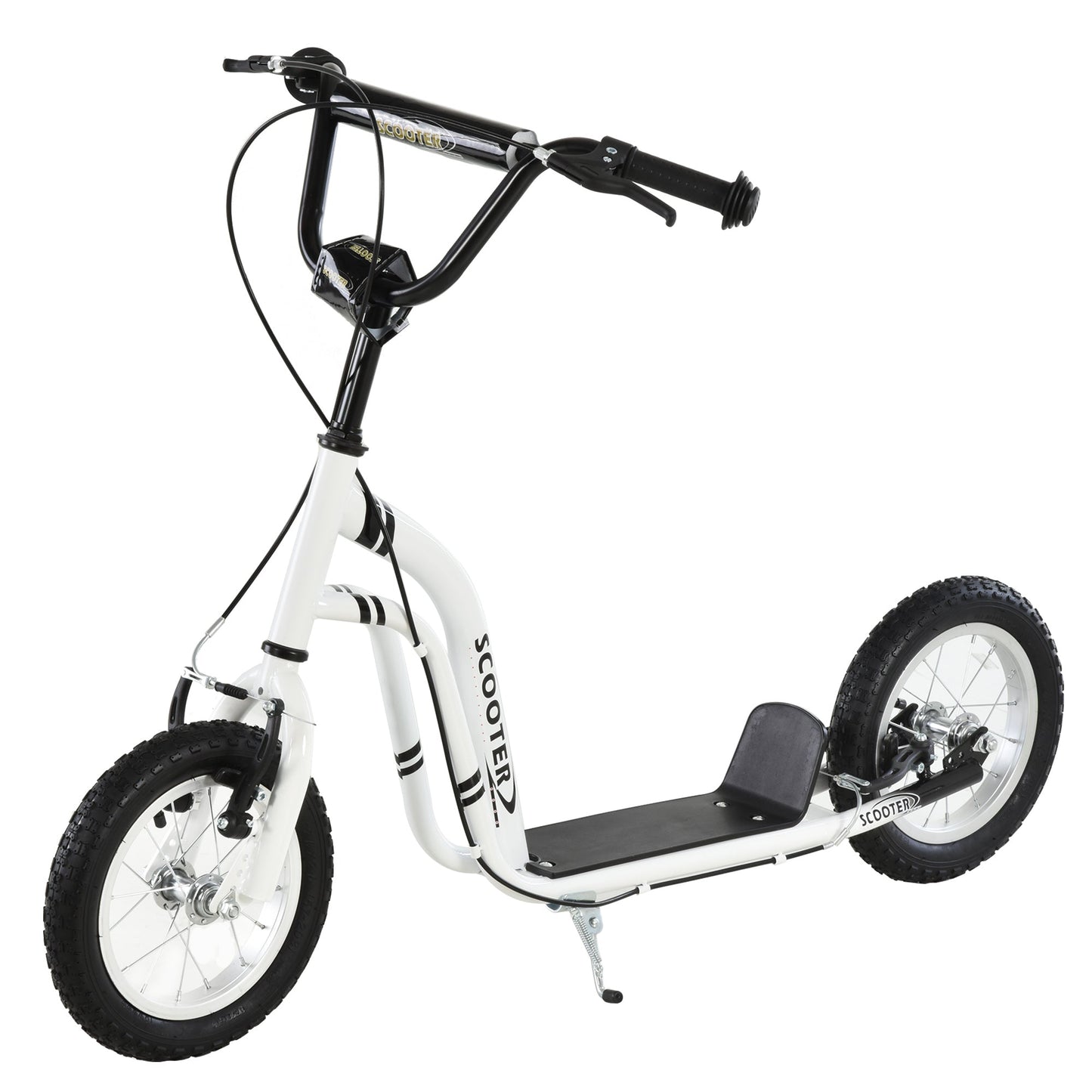 HOMCOM Dual Brakes 12" Metalowa rama Hulajnoga regulowana czarna