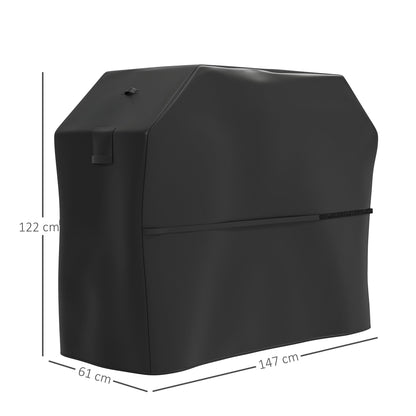Outsunny BBQ Cover for Rectangular Gas Grill, 600D UPF30+ Oxford Fabric Barbecue Cover for Waterproof Protection Rip-Proof, with Windproof Hook and Loop Fasteners, Vents, 147 x 61 x 122 cm, Black