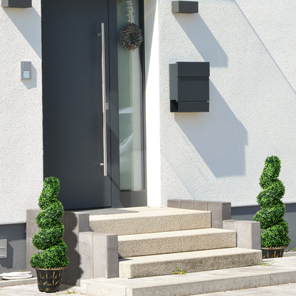 Zestaw 2 sztucznych roślin HOMCOM, spiralne bukszpany w kształcie topiary z doniczką, do dekoracji wnętrz i na zewnątrz, 90 cm