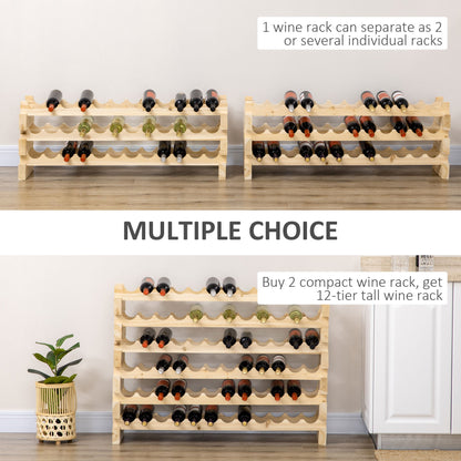 HOMCOM Six-Tier, 72 Bottle Wooden Wine Rack Set of 2 - Natural