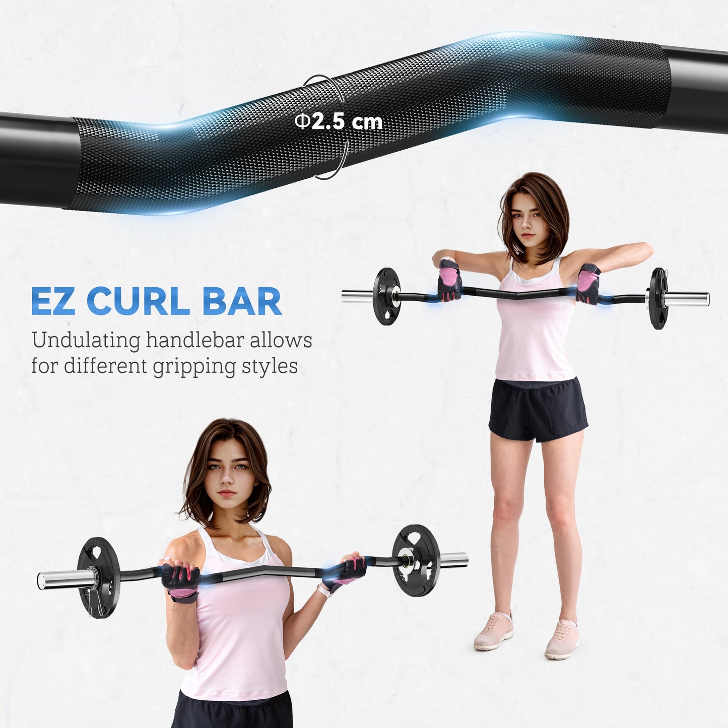 Gryf SPORTNOW EZ Barbell 120 cm do talerzy o średnicy 5 cm, ze sprężynowymi klipsami, 8 kg