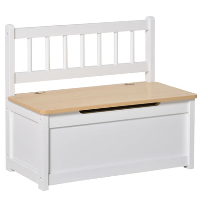 2-IN-1 Wooden Toy Box Seat Bench Storage Chest Cabinet Organizer with Safety Pneumatic Rod 60 x 30 x 50cm White