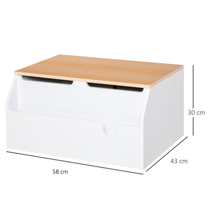 Wooden Kids Children Toy Box Storage Chest Organizer Book Slot Safety Hinge Playroom Furniture White