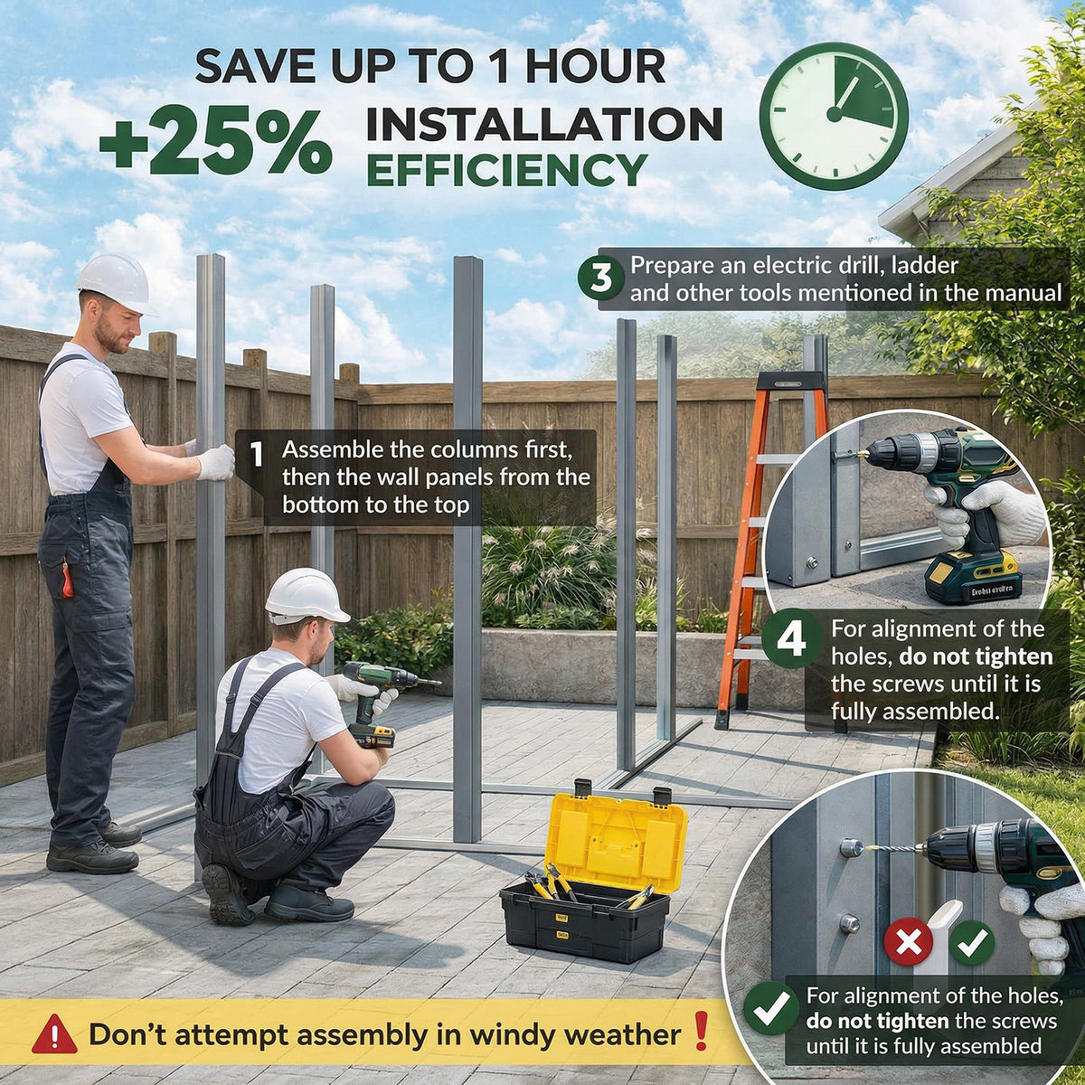Outsunny 3.7 x 7.9ft Galvanised Steel Shed, with Latched Door and Padlock - Green