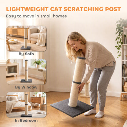 PawHut Cat Scratching Post, 80cm Tall Cat Scratch Post with Sisal Rope, Plush Base, Lightweight Claw Scratcher