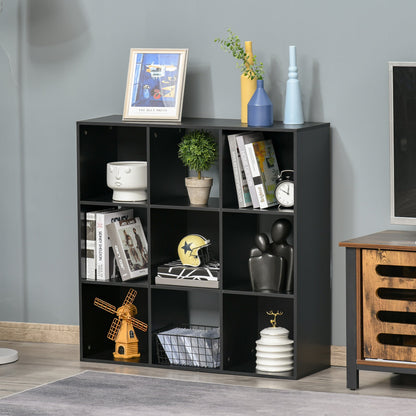 HOMCOM 3-tier 9 Cubes Storage Unit Particle Board Cabinet Bookcase Organiser Home Office Shelves Black