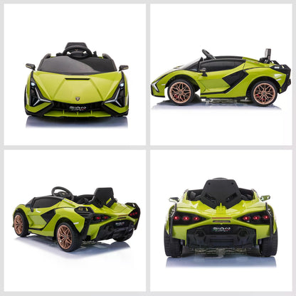 HOMCOM Lamborghini Sian Licensed 12V Kids Electric Ride On Car 2 Motors Toy Car with Remote Control Music Lights MP3 for 3-5 Years Green