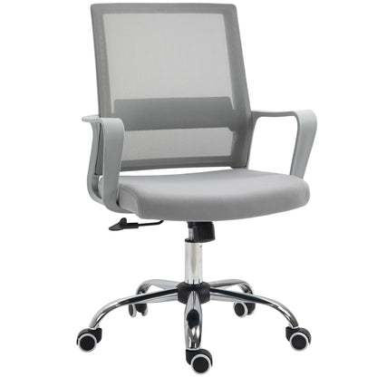 Vinsetto Ergonomic Desk Chair Mesh Office Chair with Adjustable Height Armrest and 360 Swivel Castor Wheels Grey