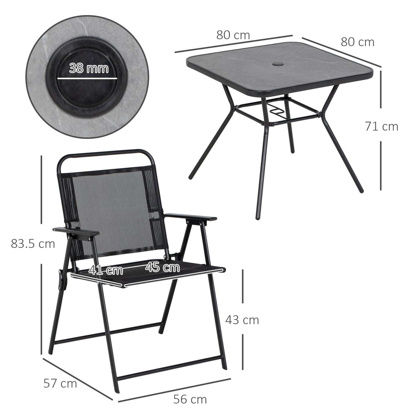 Outsunny Five-Piece Metal Frame Garden Dining Set