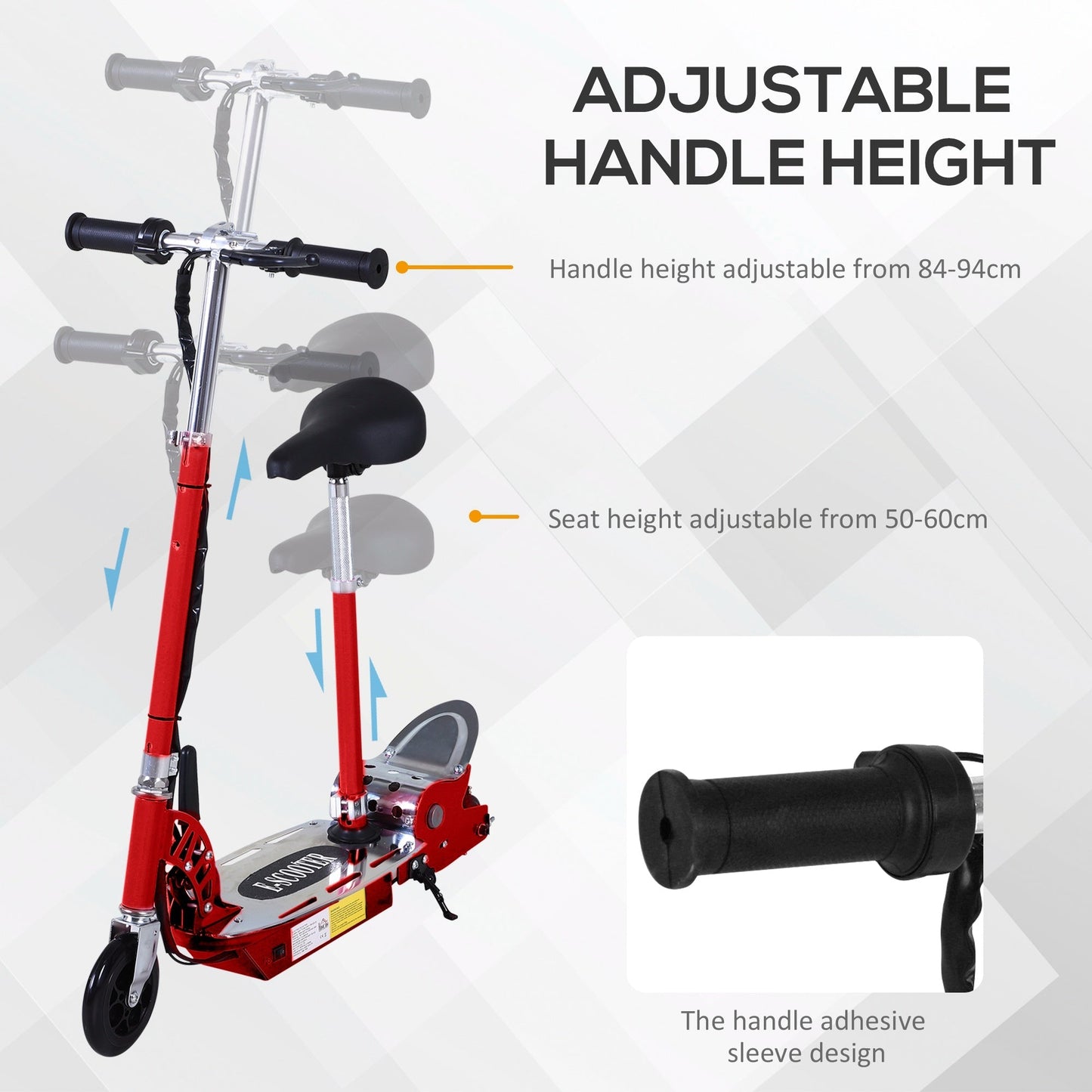 120W Teens Foldable Kids Powered Scooters 24V Rechargeable Battery Adjustable Ride on Outdoor Toy (Red)