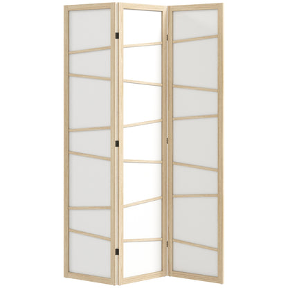 HOMCOM Wooden Folding Privacy Screen, 3 Panel Room Divider for Bedroom, Natural Wood Finish