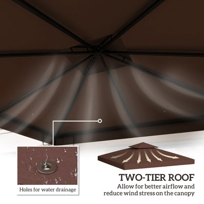 Outsunny 3x3 m Double-Tier Canopy Top Replacement-Coffee