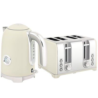 HOMCOM Retro 3000W Kettle and Toaster Set - Grey