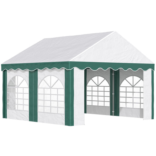 Outsunny 4m x 4m Marquee Gazebo with Sides, Level 6 Wind Protection & Waterproof, Emerald Green