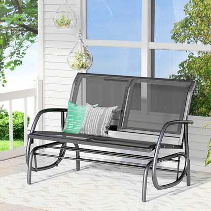 2-Person Outdoor Glider Bench Patio Double Swing Gliding Chair Loveseat w/Power Coated Steel Frame for Backyard Garden Porch, Black