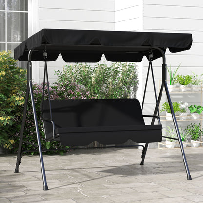 Outsunny 3-Seat Swing Chair Garden Swing Seat with Adjustable Canopy for Patio, Black