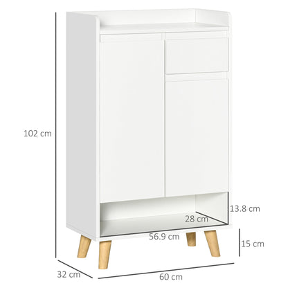 HOMCOM Modern Sideboard, Storage Cabinet with 2 Door Cupboards, Drawer and Bottom Shelf for Living Room, Hallway, White