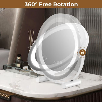 30 CM LED Light Up Round Mirror with 3 Colours and Adjustable Brightness-White