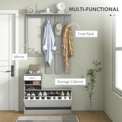 HOMCOM Three-in-One Hallway Storage Set - Grey/White