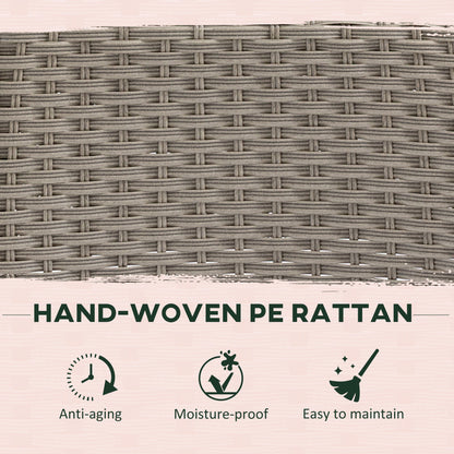 Outsunny 4 Seater Rattan Garden Furniture Set with Cushions, Round PE Rattan Dining Set with Glass-Top Table, Umbrella Hole, Outdoor Garden Table and Chairs, Mixed Grey