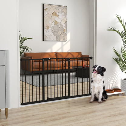 PawHut Adjustable Safety Gate w/ Three Extensions, Four Adjustable Screws, Black