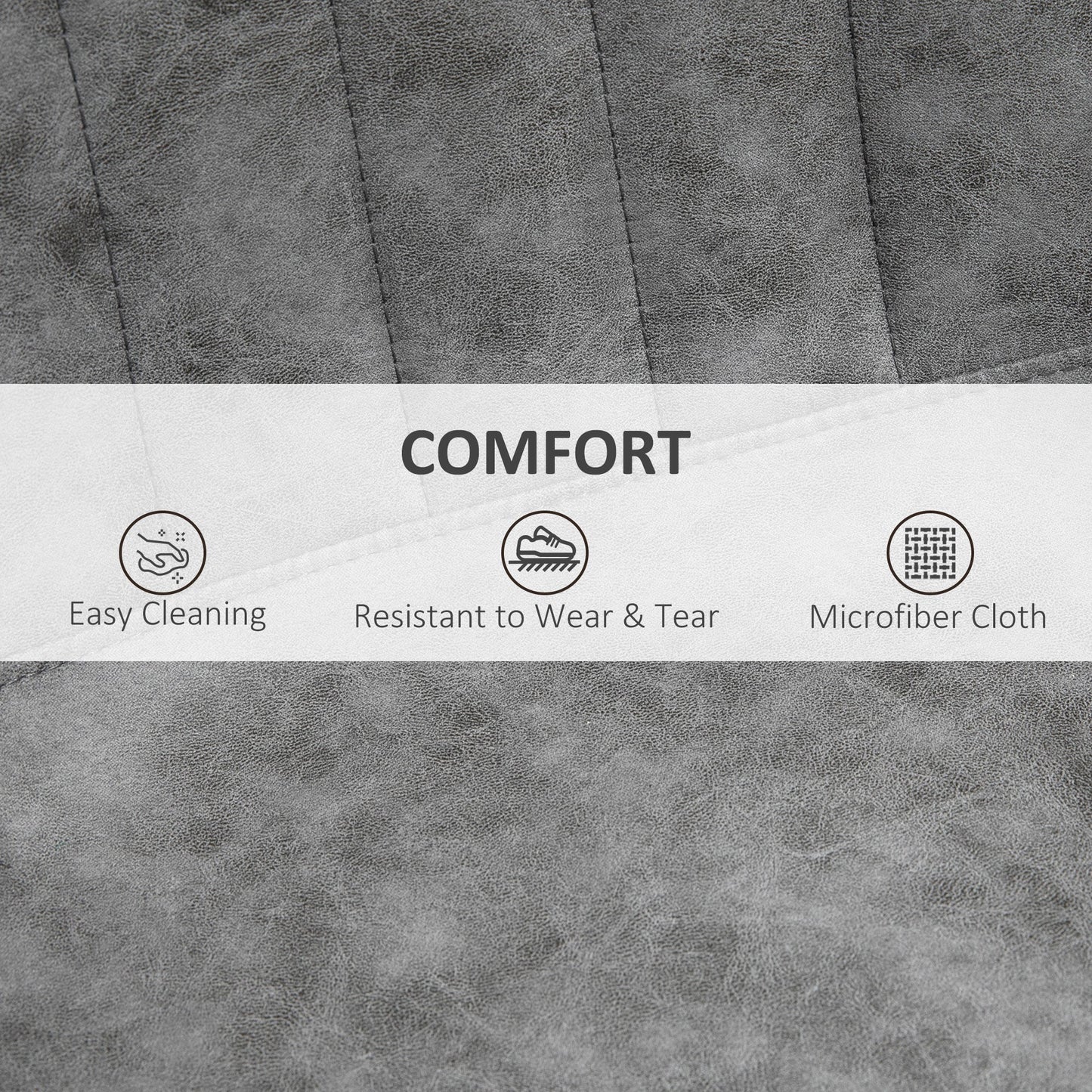 HOMCOM Set of 2 Leathaire Tub Bar Stools - Grey