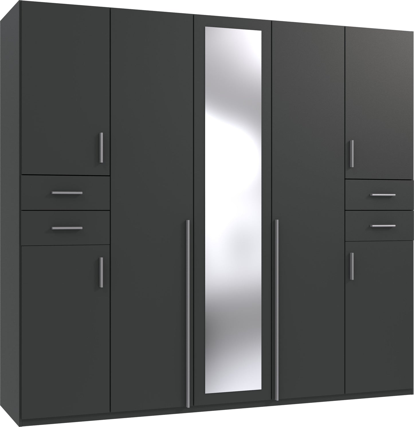 Fenton 5 Doors Wardrobe with 4 Drawers - Graphite