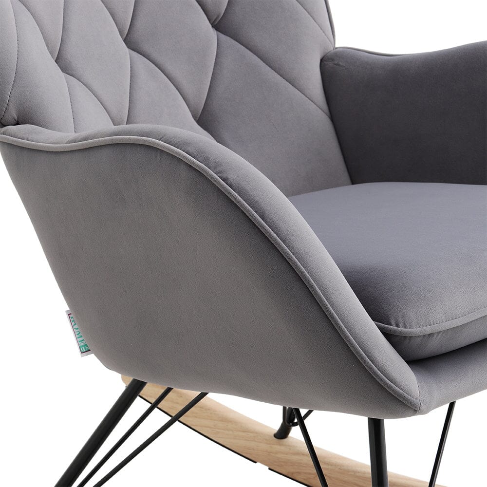 Rocking Relax Chair Padded Seat Velvet for Living Room