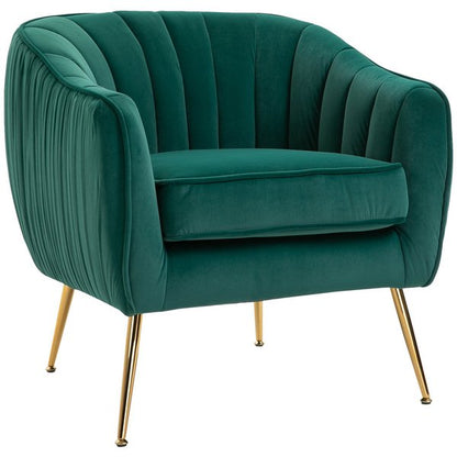 Velvet-Look Polyester Upholstered Decadent Armchair - Emerald Green