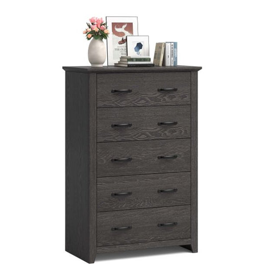 Tall Storage Dresser with 5 Pull-out Drawers for Bedroom Living Room-Gray