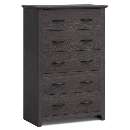 Dresser Vertical Chest of Drawers with 5 Pull-out Drawers-Dark Grey