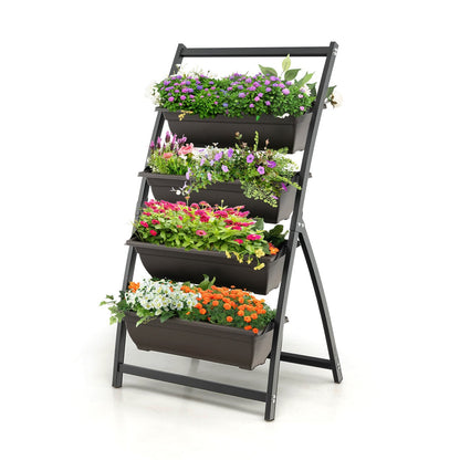 Vertical Raised Garden Bed with 4 Container Boxes and Drainage Holes