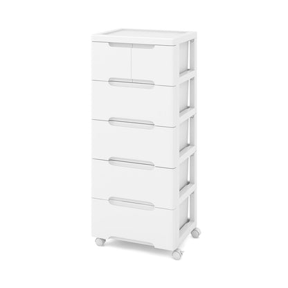 Vertical Rolling Storage Cabinet with Universal Wheels and Lockable Wheels-5 Drawers