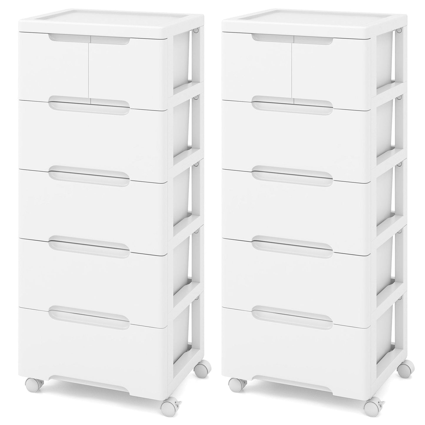 Vertical Rolling Storage Cabinet with Universal Wheels and Lockable Wheels-5 Drawers
