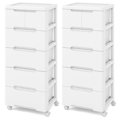 Vertical Rolling Storage Cabinet with Universal Wheels and Lockable Wheels-5 Drawers