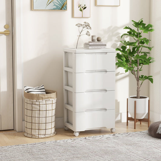 Vertical Rolling Storage Cabinet with Universal Wheels and Lockable Wheels-4 Drawers