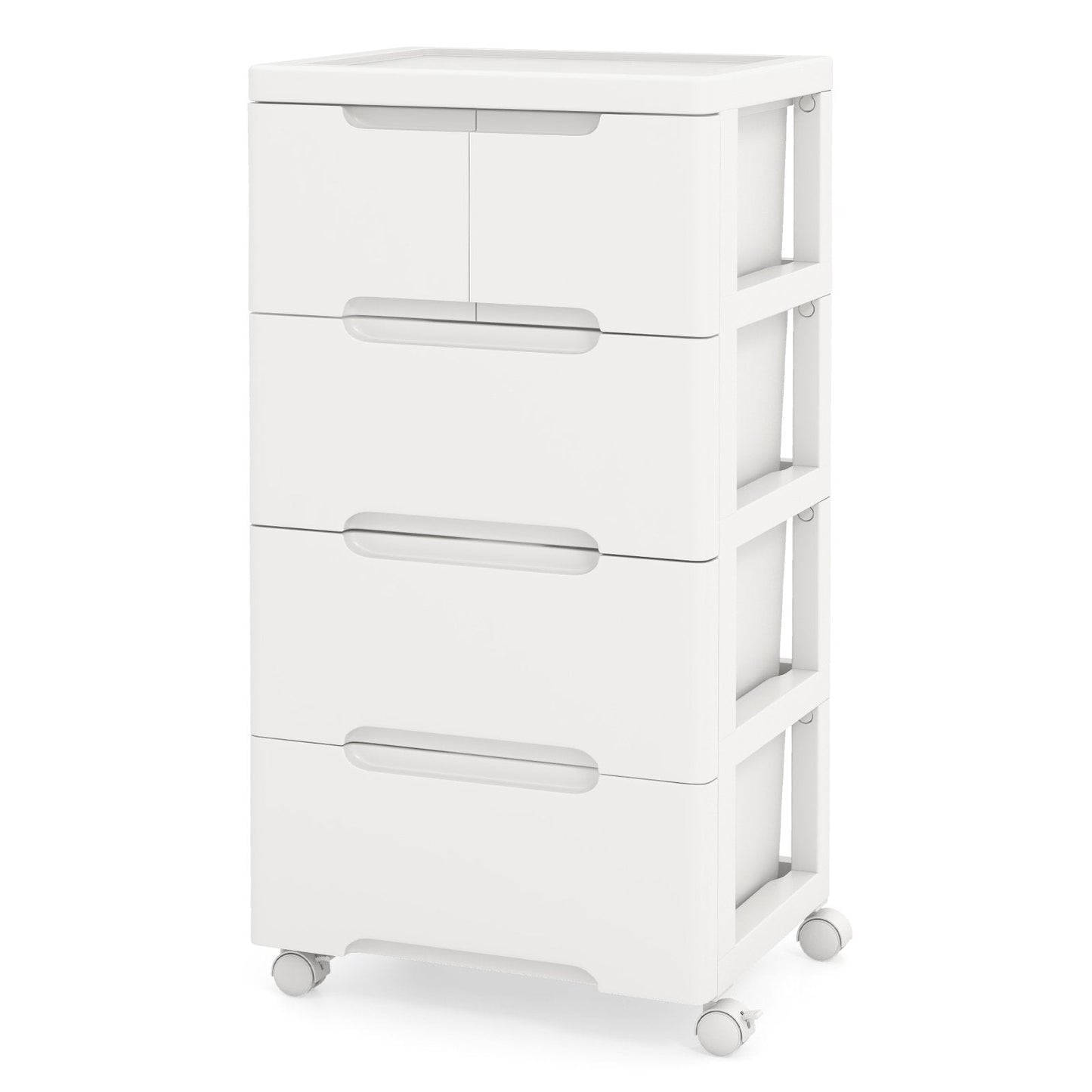 Vertical Rolling Storage Cabinet with Universal Wheels and Lockable Wheels-4 Drawers