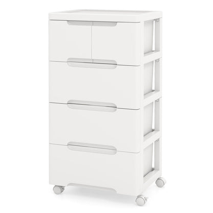 Vertical Rolling Storage Cabinet with Universal Wheels and Lockable Wheels-4 Drawers
