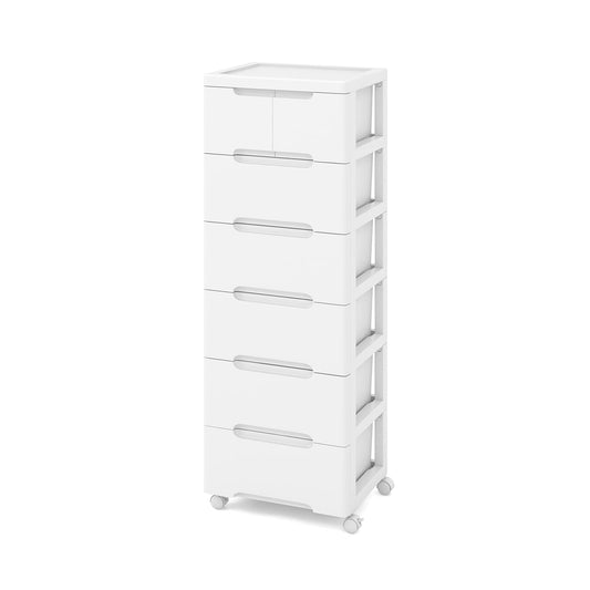 Vertical Rolling Storage Cabinet with Universal Wheels and Lockable Wheels-6 Drawers