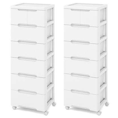 Vertical Rolling Storage Cabinet with Universal Wheels and Lockable Wheels-6 Drawers