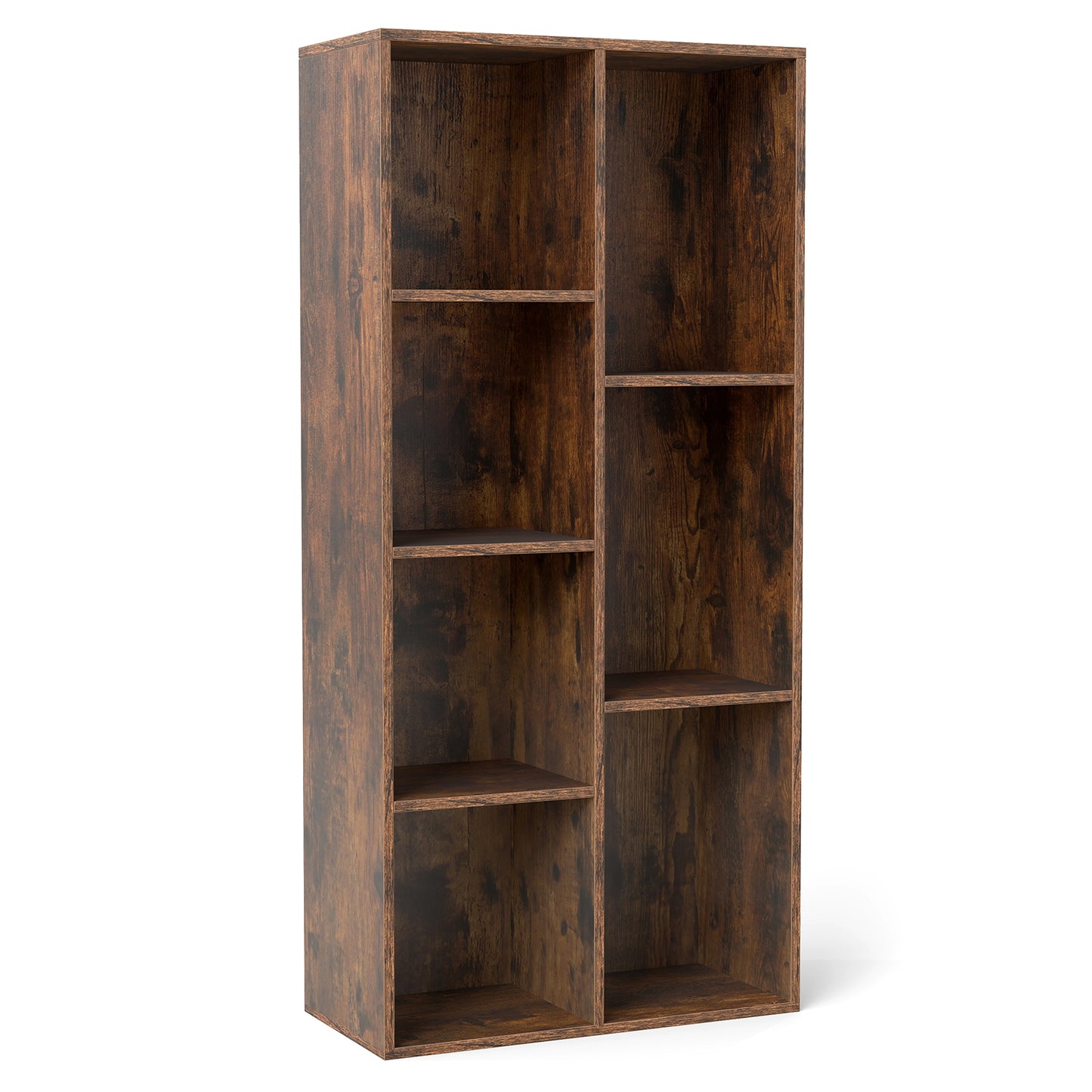 Vertical or Horizontal Freestanding Bookshelf with 7 Compartments-Rustic Brown