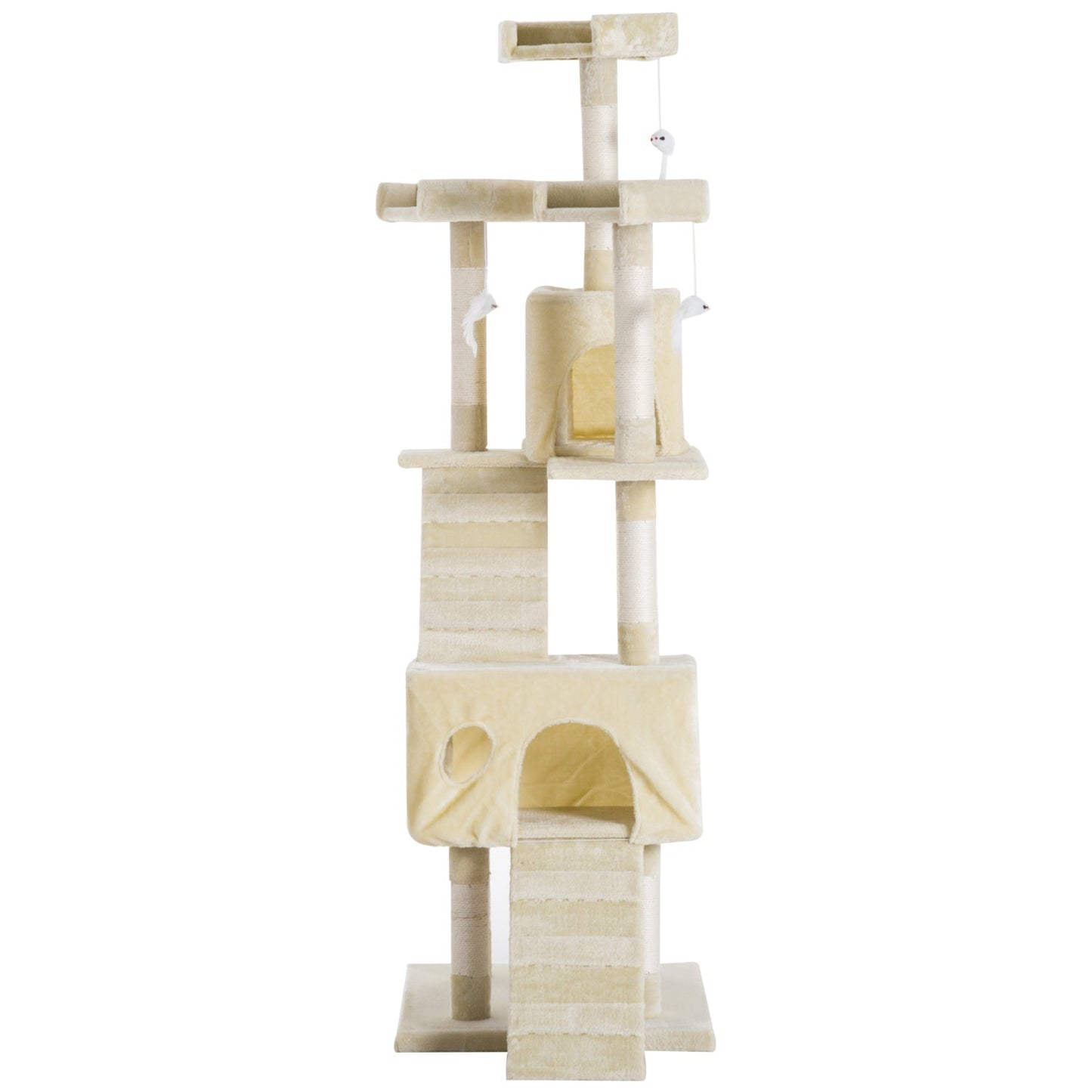 PawHut Cat Tower Centre Sisal Kitten Tree Scratch Scratcher Scratching Post Toy Climbing Tree Bed Multi Level 181cm(H)