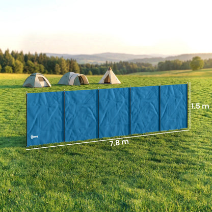 Outsunny Camping Windbreak, Foldable Portable Wind Blocker w/ Carry Bag and Steel Poles, 780cm x 150cm