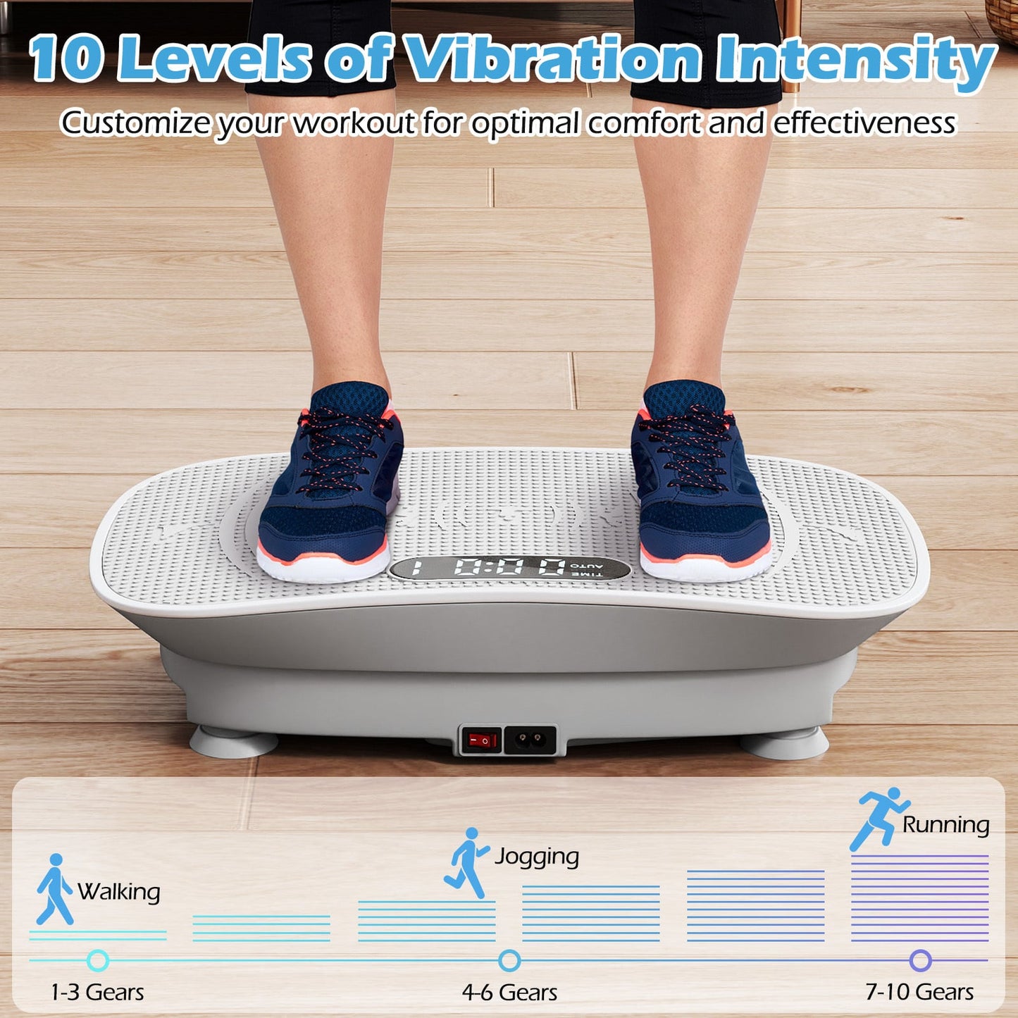 Vibration Plate Exercise Machine for Lymphatic Drainage and Weight Loss with 10 Speed Intensities-Grey