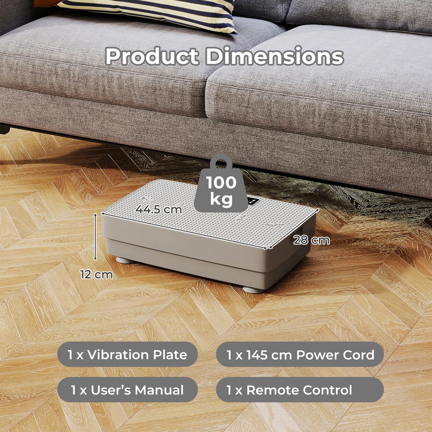 Vibration Plate Exercise Machine with Gravity Sensor and Remote Control-Grey