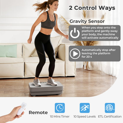 Vibration Plate Exercise Machine with Gravity Sensor and Remote Control-Grey