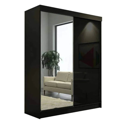 Texas Black High Gloss Sliding Door Wardrobe - 3 Sizes