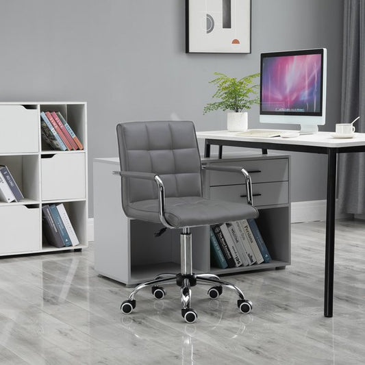 PU Leather Office Desk Chair Executive Swivel With Adjustable Height - Grey