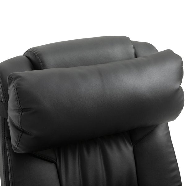  PU Leather 6-Point Massage Desk Chair w/ Remote- Black