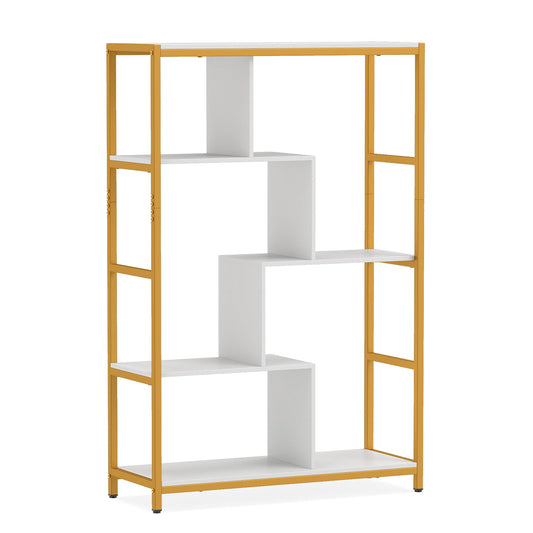 Vintage Open Storage Shelving Unit with Metal Frame for Home Office-White